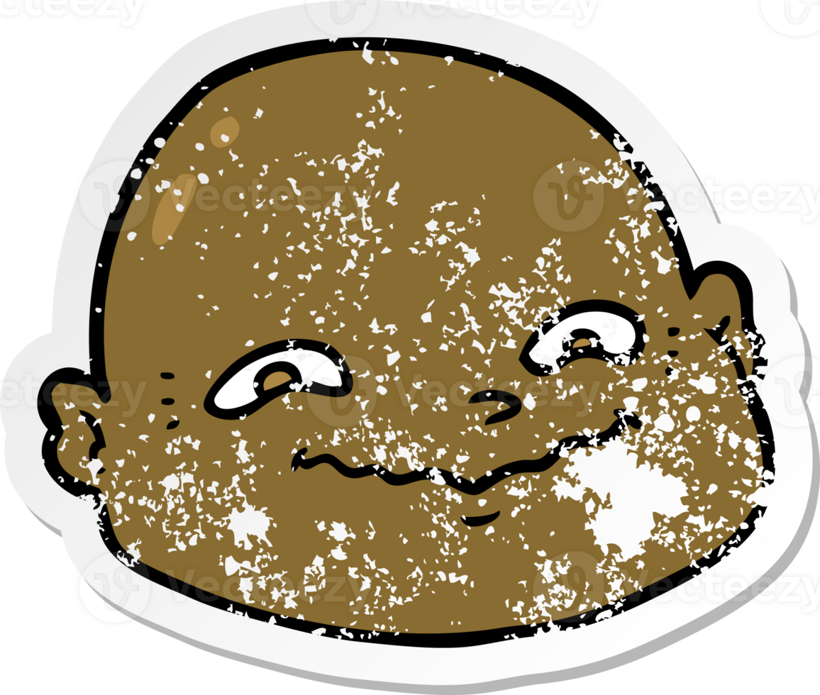 distressed sticker of a cartoon bald man png