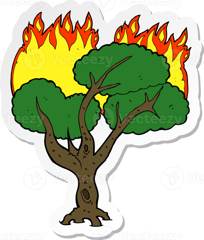 sticker of a cartoon burning tree png
