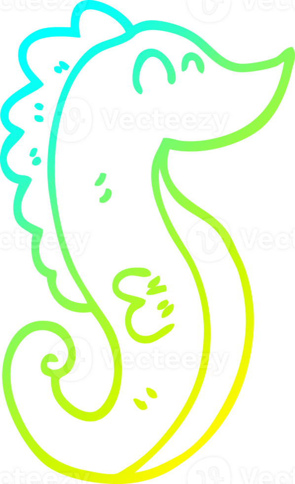 cold gradient line drawing of a cartoon sea horse png