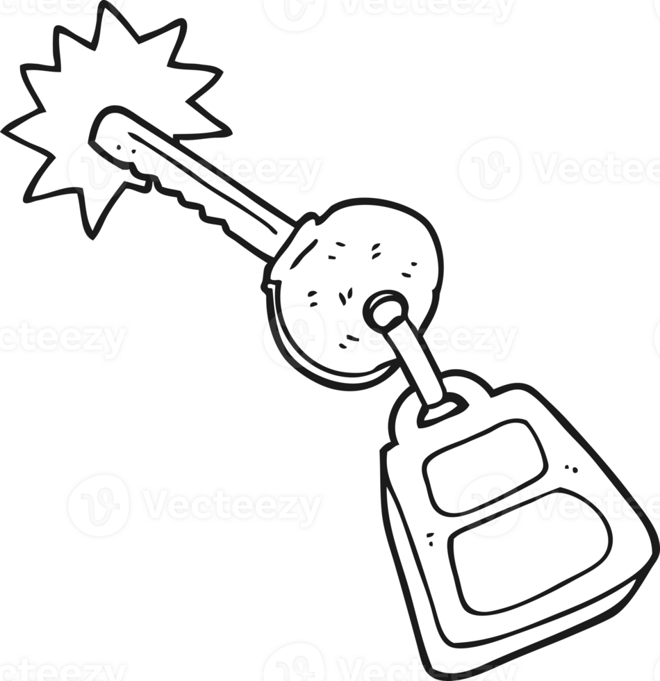 hand drawn black and white cartoon key png