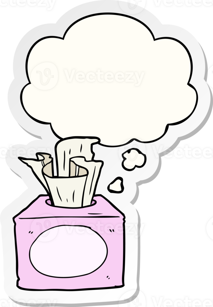 cartoon tissues with thought bubble as a printed sticker png