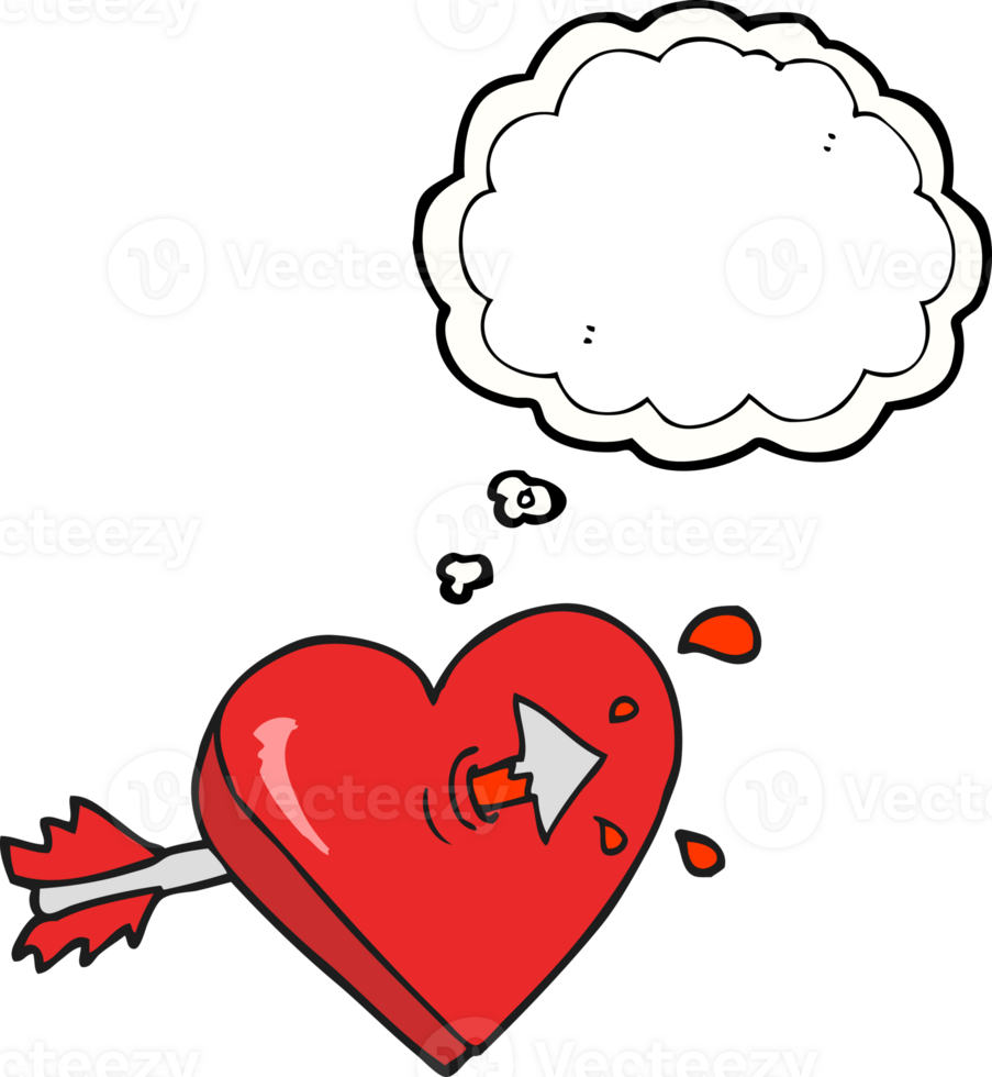 hand drawn thought bubble cartoon arrow through heart  hand drawn thought bubble cartoon png