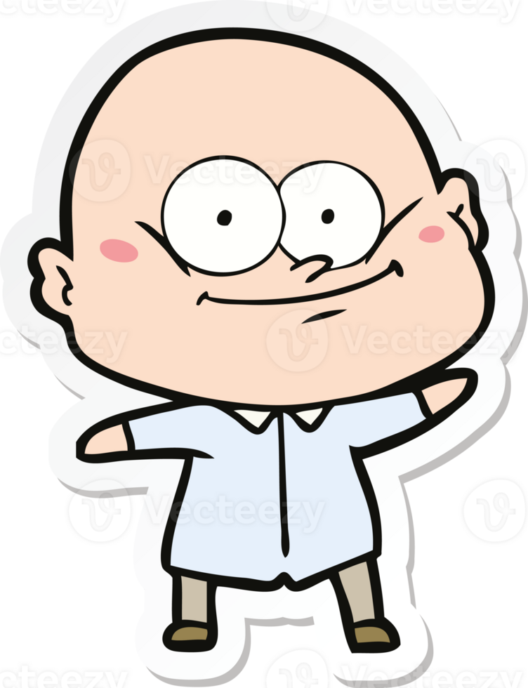 sticker of a cartoon bald man staring png