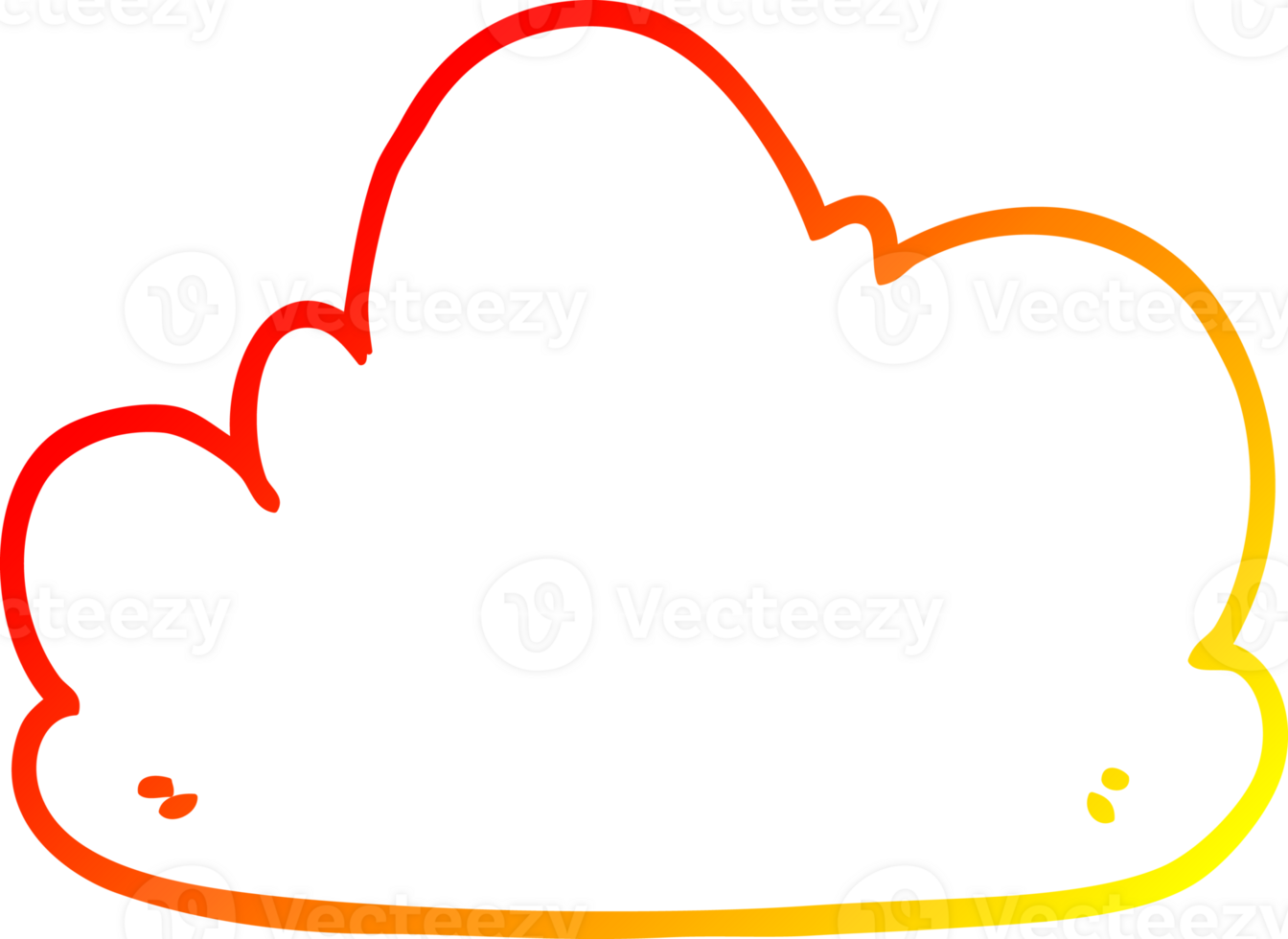 warm gradient line drawing of a cartoon cloud png
