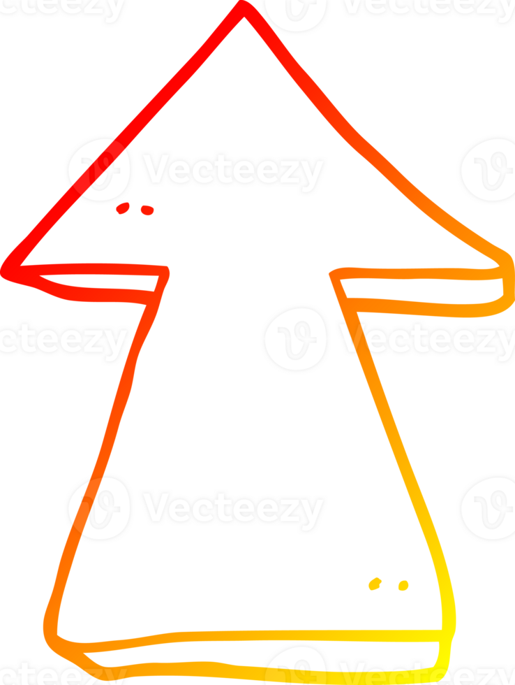 warm gradient line drawing of a cartoon pointing arrow png
