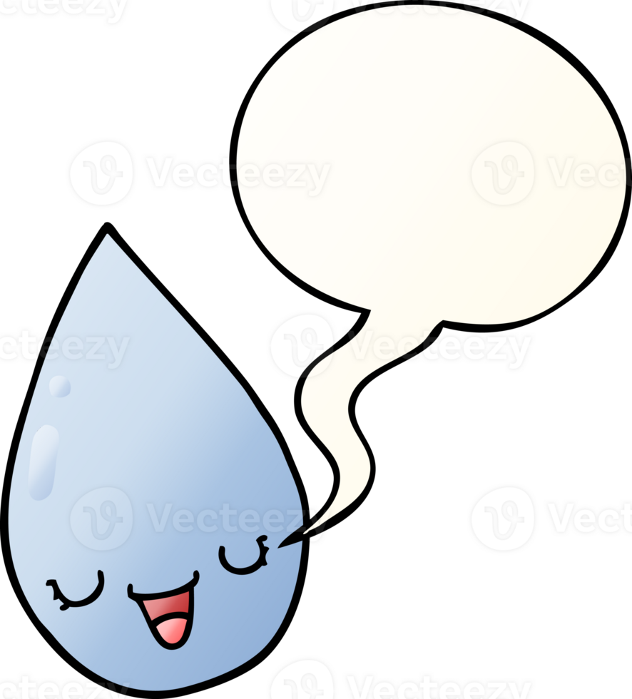 cartoon raindrop with speech bubble in smooth gradient style png