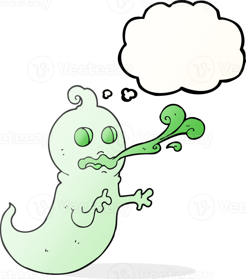 hand drawn thought bubble cartoon slimy ghost png