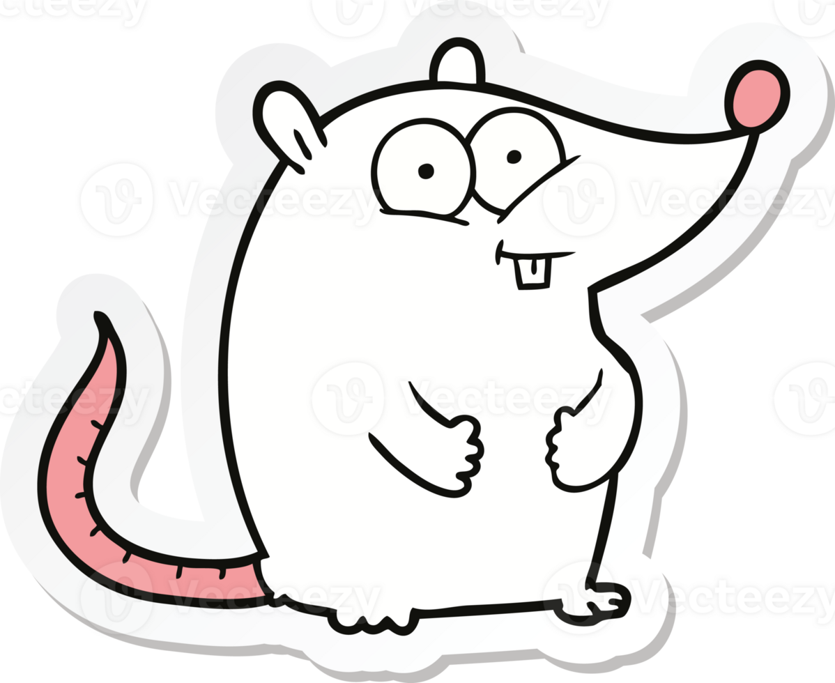 sticker of a cartoon happy white lab mouse png