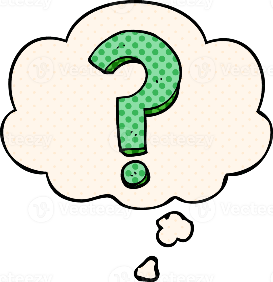 cartoon question mark with thought bubble in comic book style png