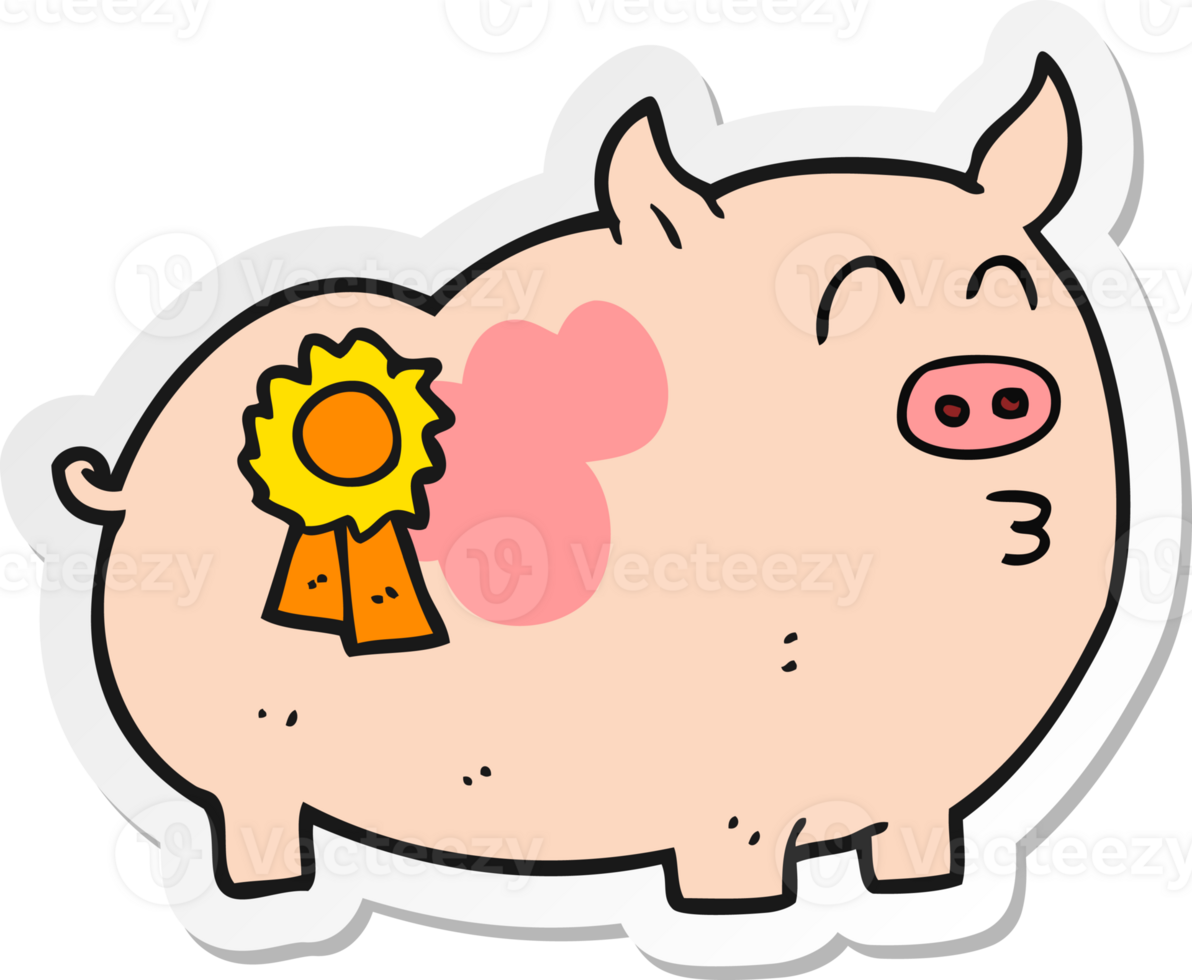 sticker of a cartoon prize winning pig png