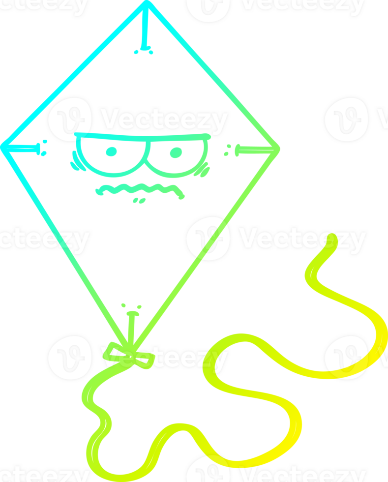 cold gradient line drawing of a cartoon angry kite png