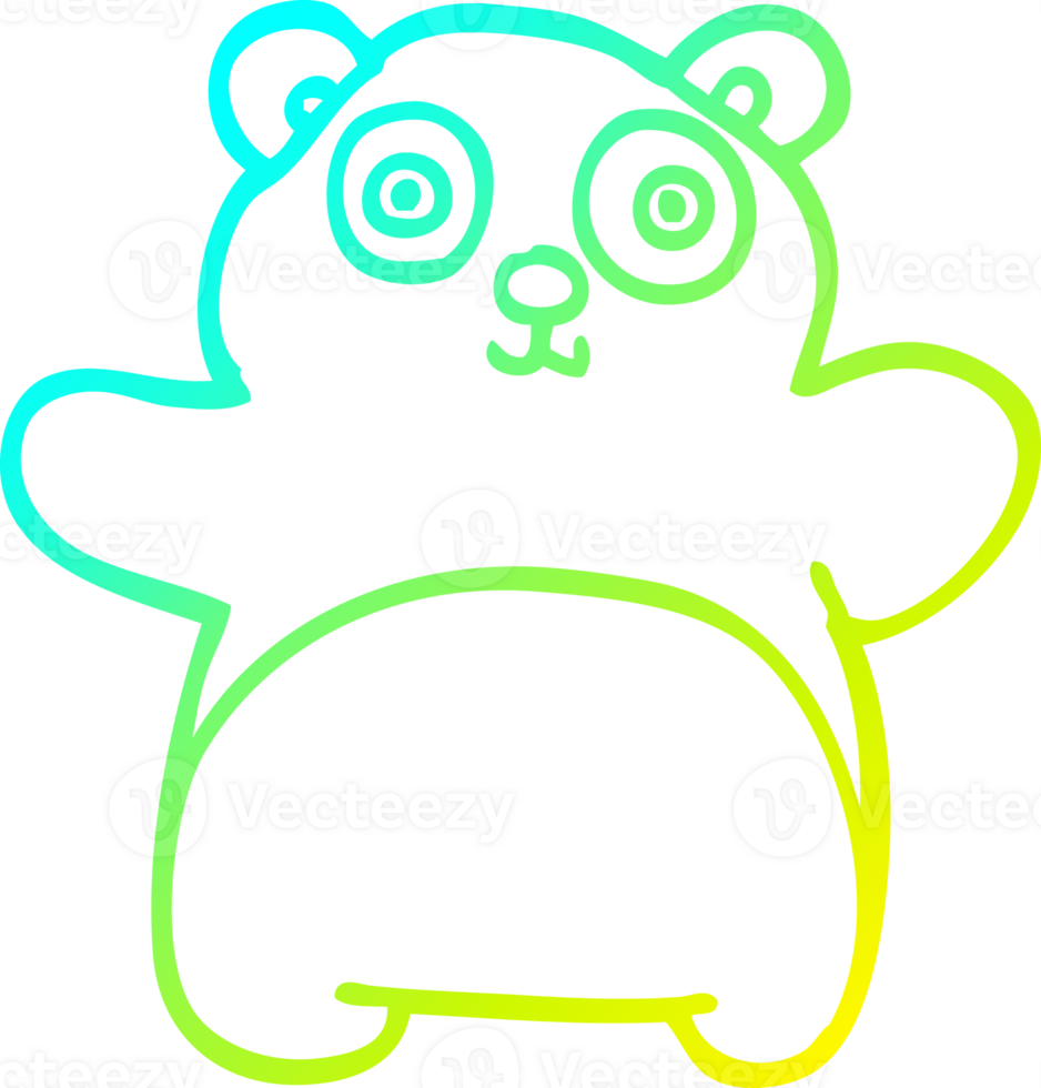 cold gradient line drawing of a cartoon happy panda png