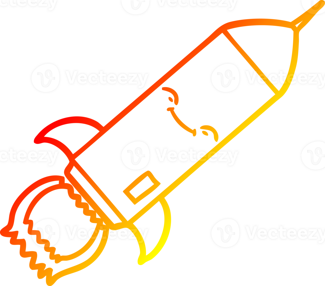 warm gradient line drawing of a cartoon rocket png