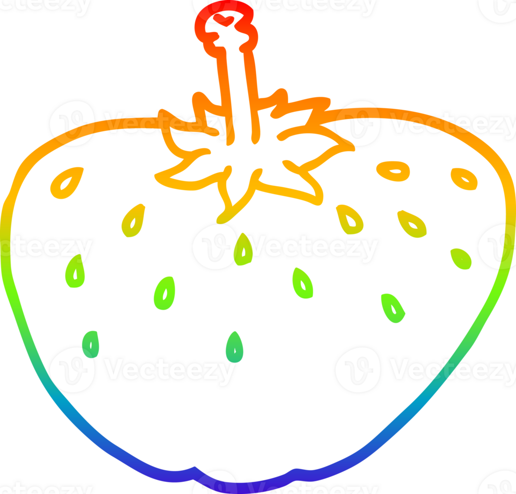 rainbow gradient line drawing of a cartoon strawberry png