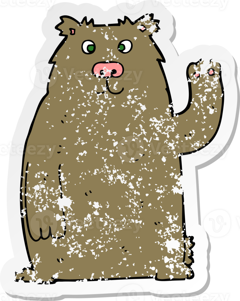 distressed sticker of a cartoon bear png
