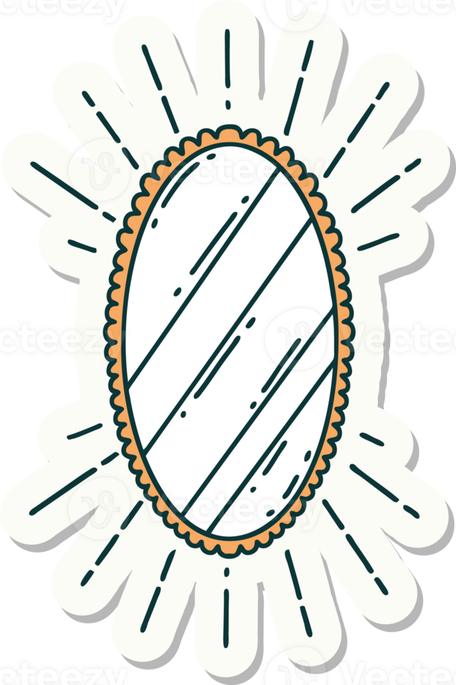 sticker of a tattoo style shining mirror png