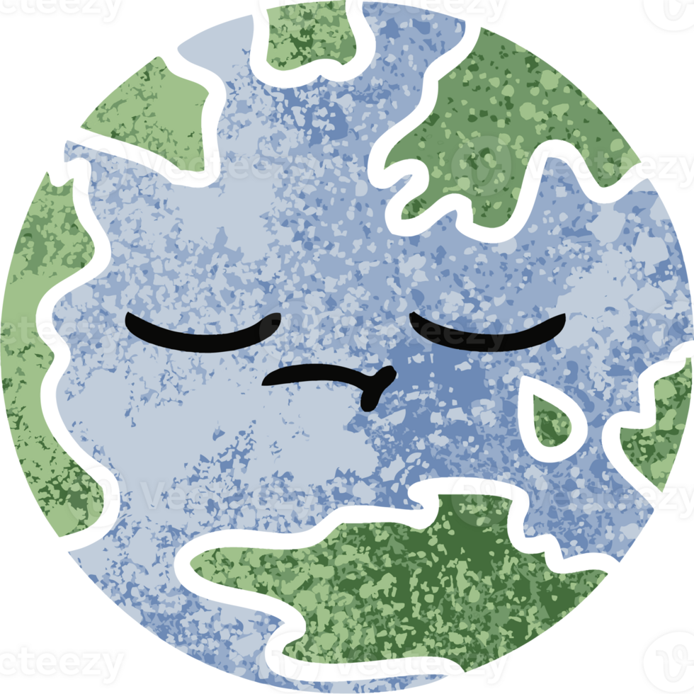 retro illustration style cartoon of a planet earth png