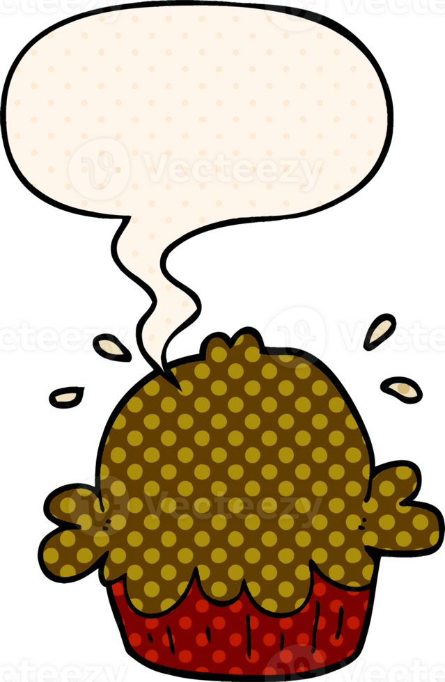 cute cartoon pie with speech bubble in comic book style png