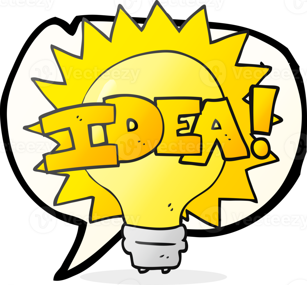 hand drawn speech bubble cartoon idea light bulb symbol png