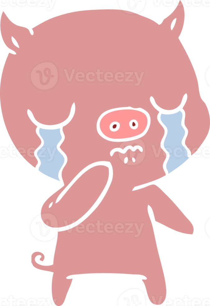 flat color style cartoon pig crying png