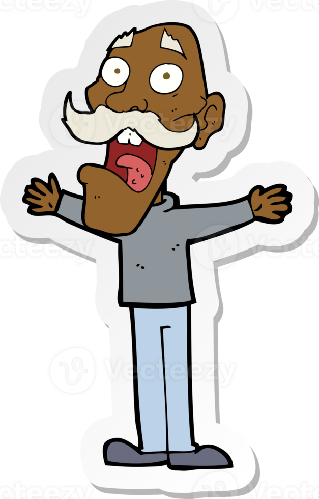 sticker of a cartoon stressed old man png