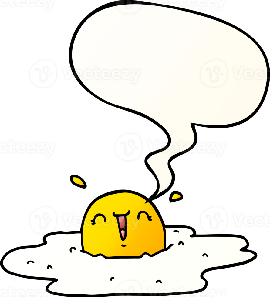 cartoon fried egg with speech bubble in smooth gradient style png