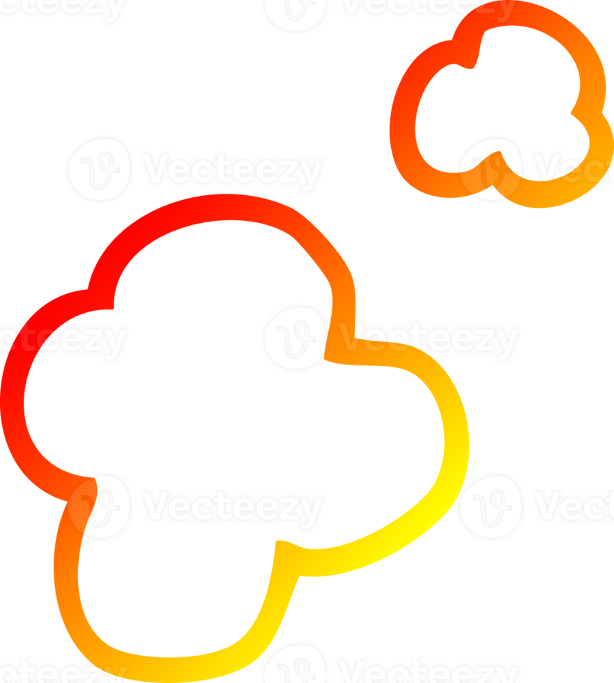 warm gradient line drawing of a cartoon poof of smoke png