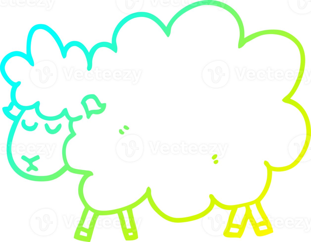 cold gradient line drawing of a cartoon sheep png