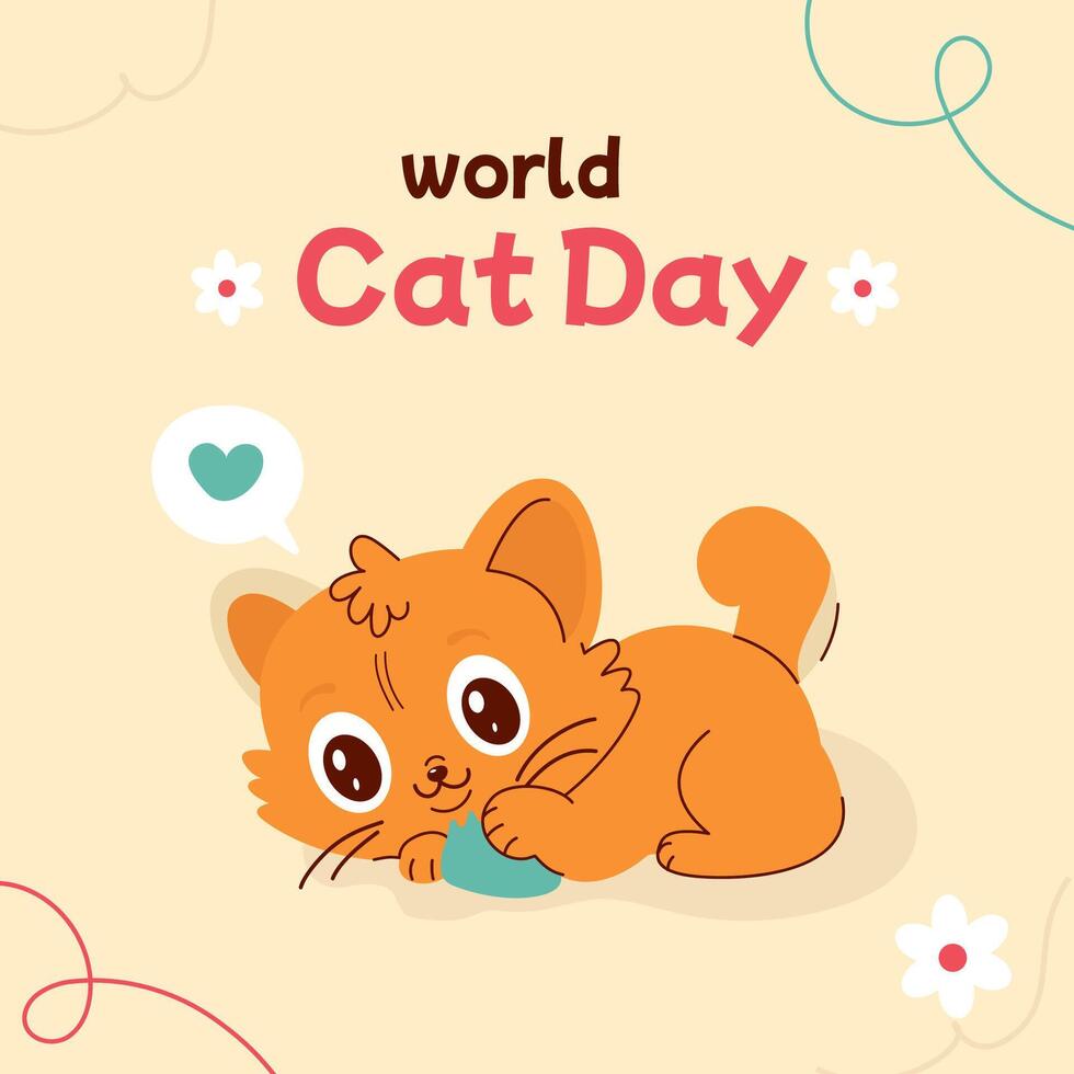 International cat day background banner template vector