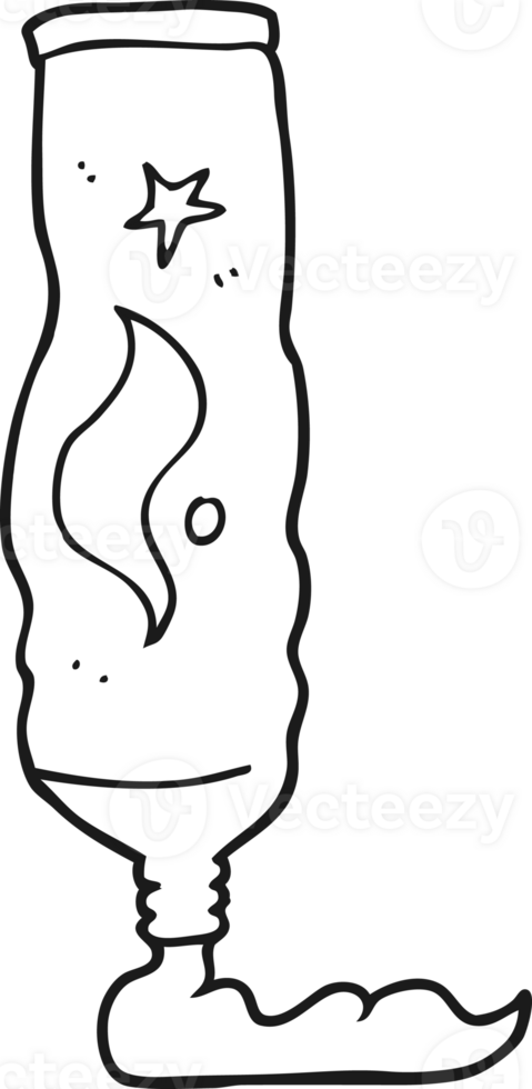hand drawn black and white cartoon toothpaste tube png