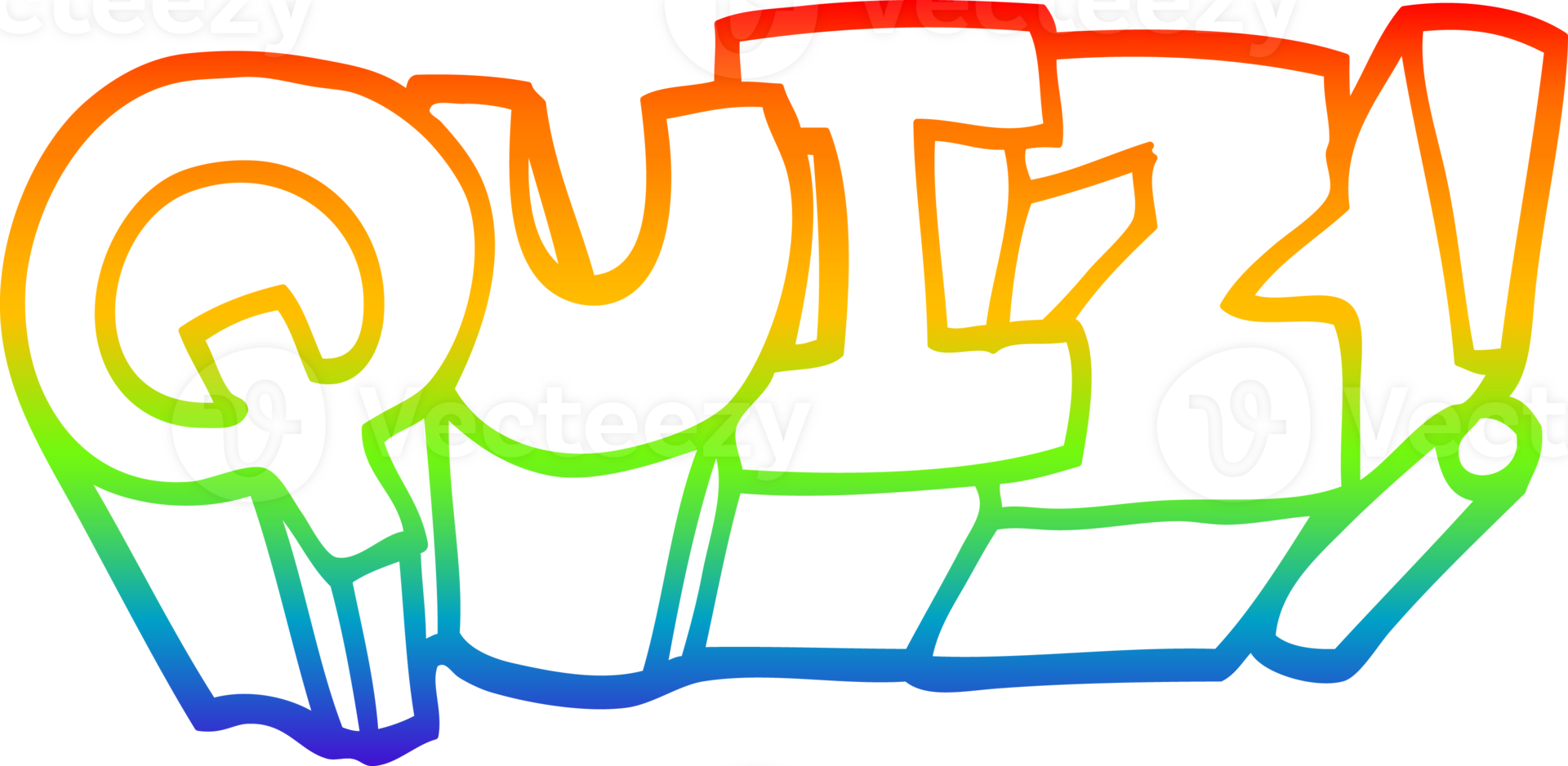 rainbow gradient line drawing of a cartoon quiz symbol png