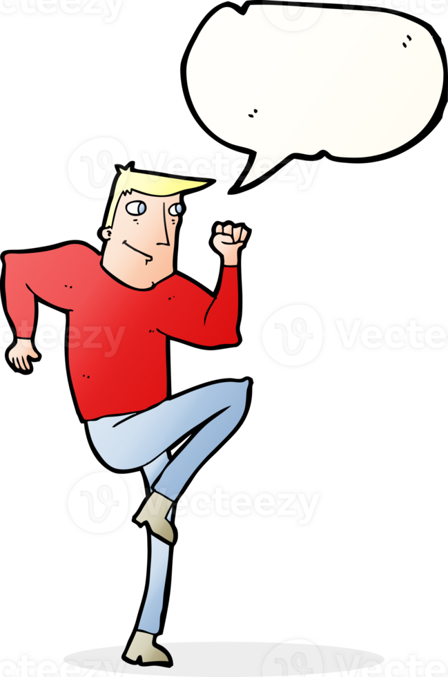 cartoon man jogging on spot with speech bubble png