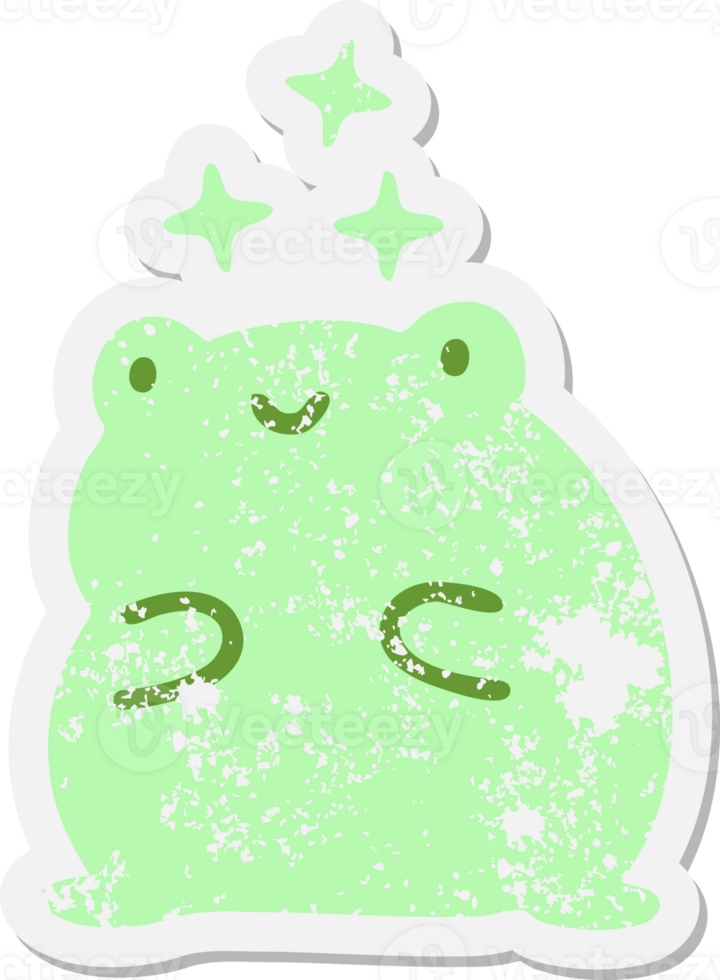 cute amazed frog grunge sticker png