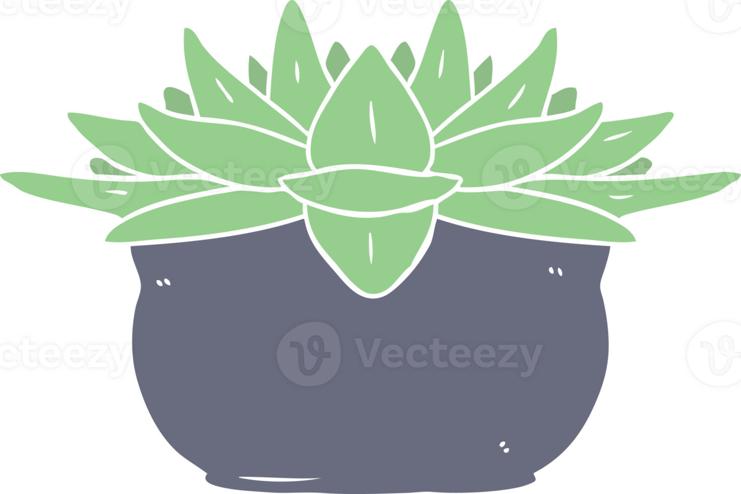 flat color style cartoon succulent plant png