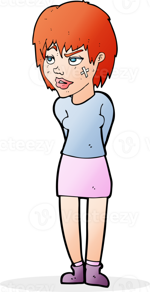 cartoon woman with plaster on face png