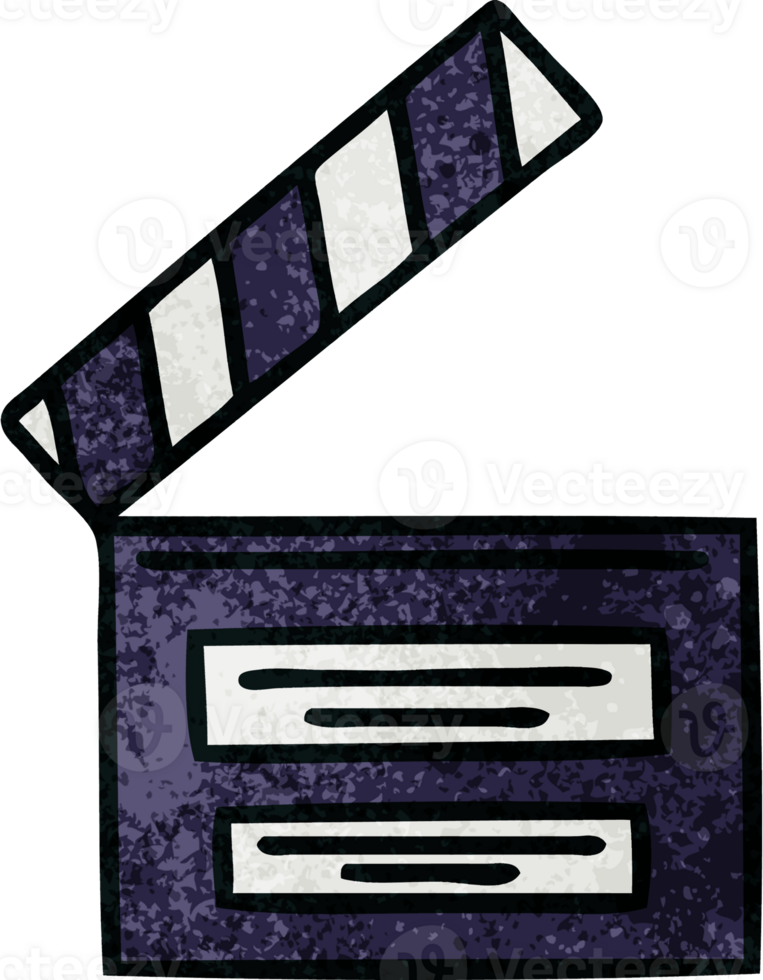 retro grunge texture cartoon of a director clapper png