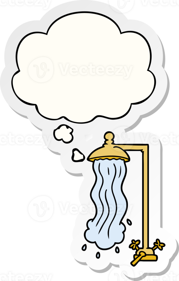 cartoon shower with thought bubble as a printed sticker png