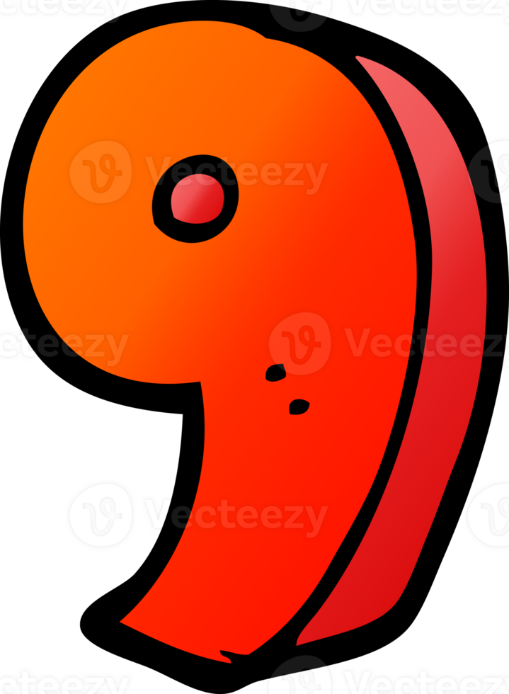 gradient illustration cartoon number nine png