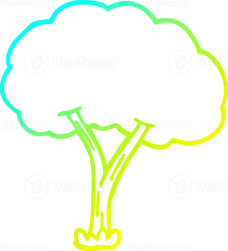 cold gradient line drawing of a cartoon blooming tree png