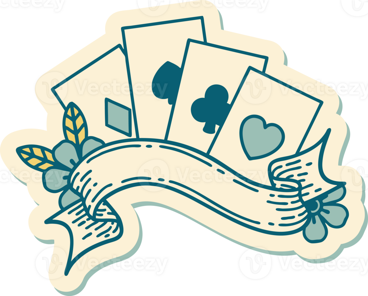sticker of tattoo in traditional style of cards and banner png