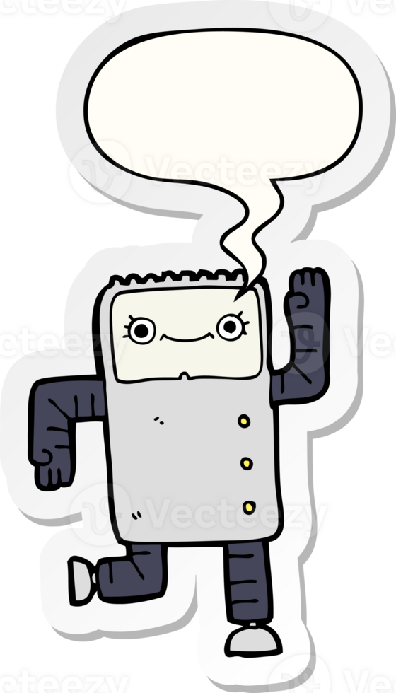 cartoon robot with speech bubble sticker png