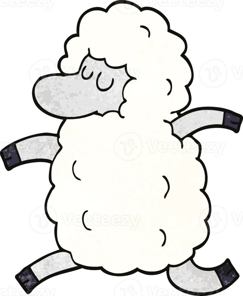 cartoon doodle sheep running png