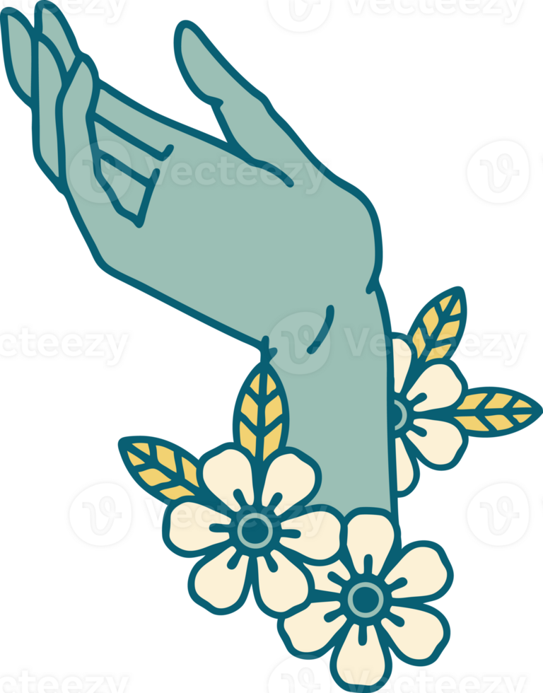 iconic tattoo style image of a hand png