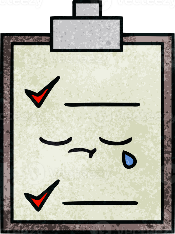 retro grunge texture cartoon of a check list png