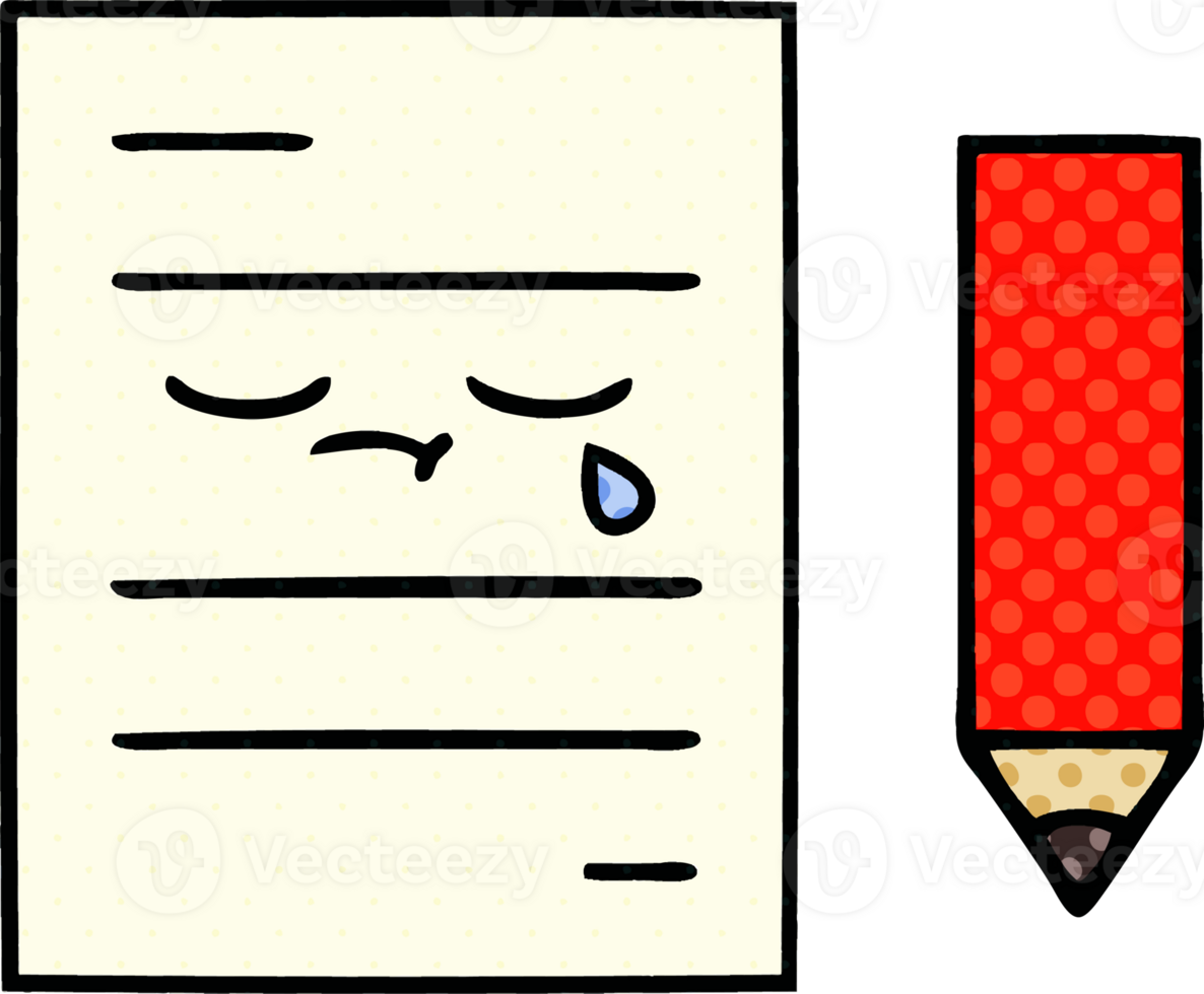comic book style cartoon of a test paper png
