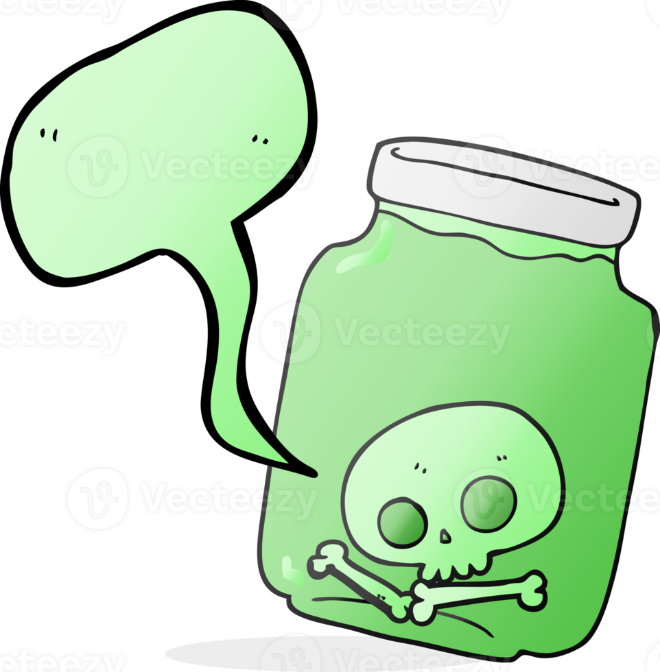 hand drawn speech bubble cartoon jar with skull png