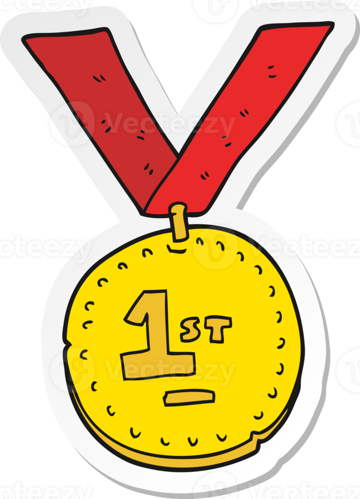 sticker of a cartoon first place medal png