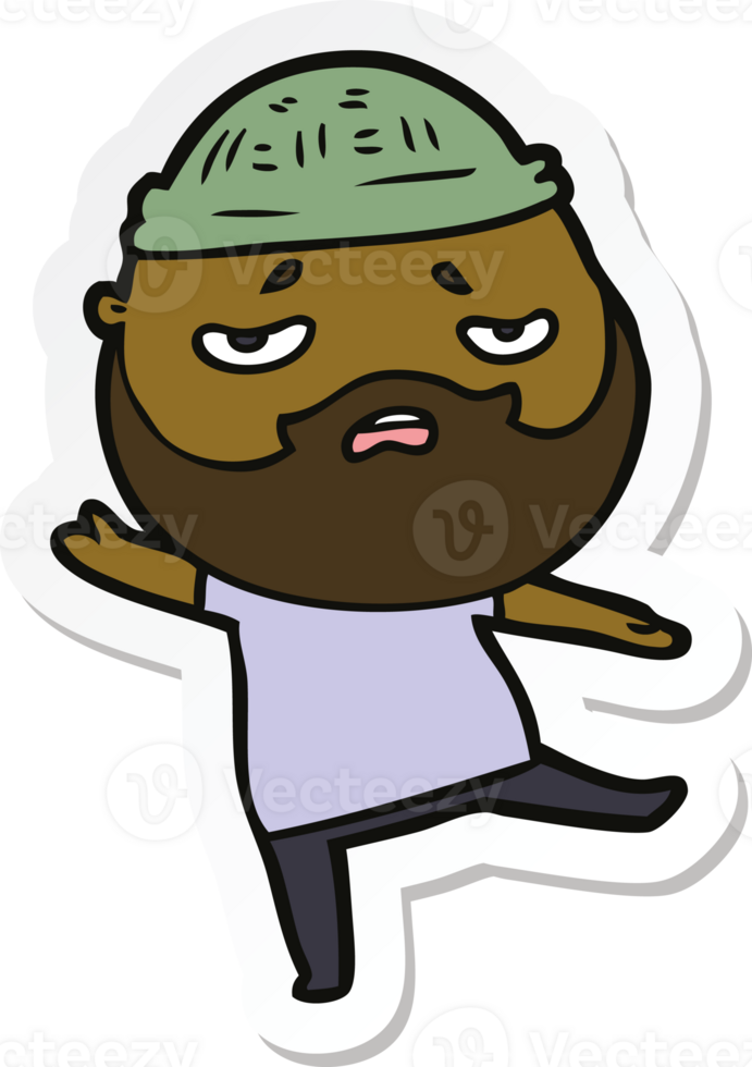 sticker of a cartoon worried man with beard png