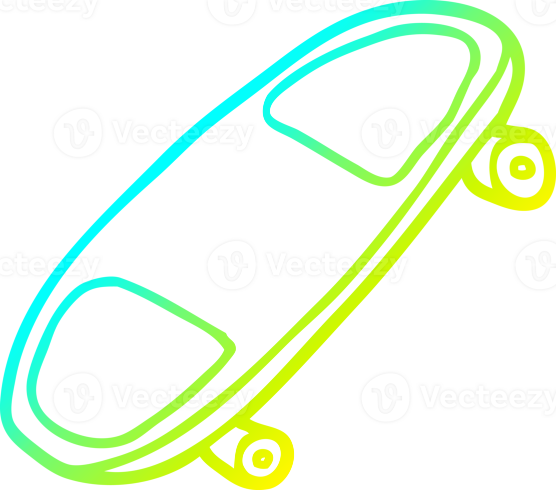 cold gradient line drawing of a cartoon skate board png