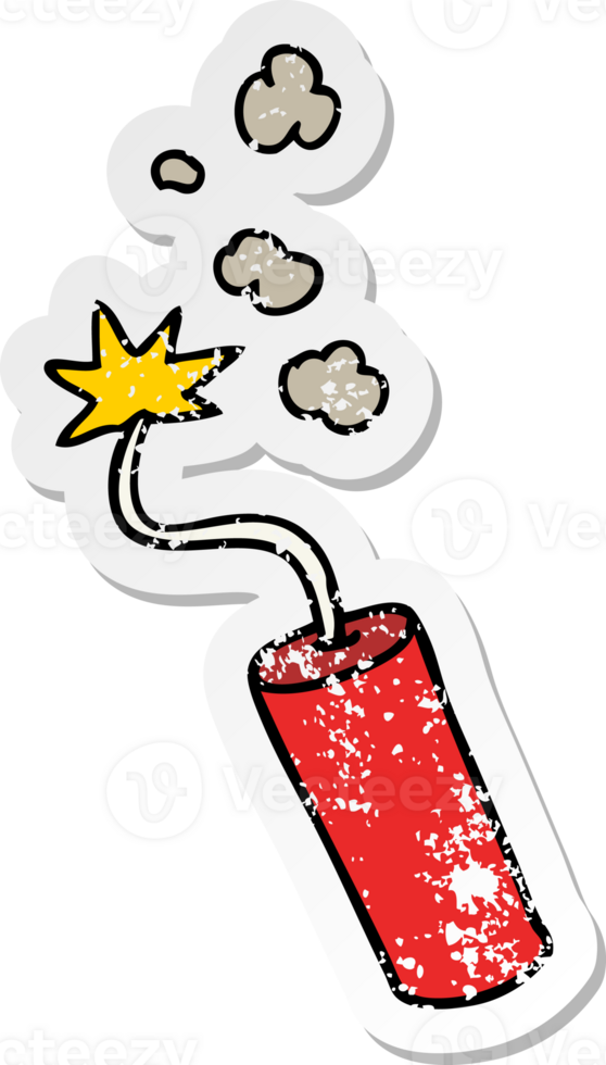 hand drawn distressed sticker cartoon doodle of a lit dynamite stick png
